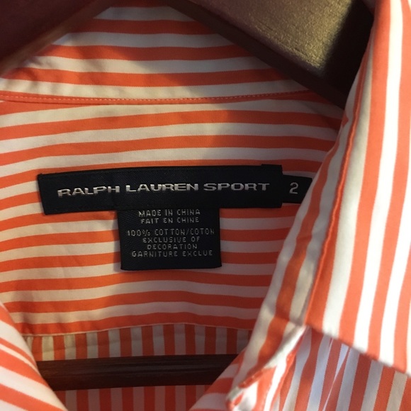 Ralph Lauren Sport Blouse Orange and White Striped - Picture 3 of 4